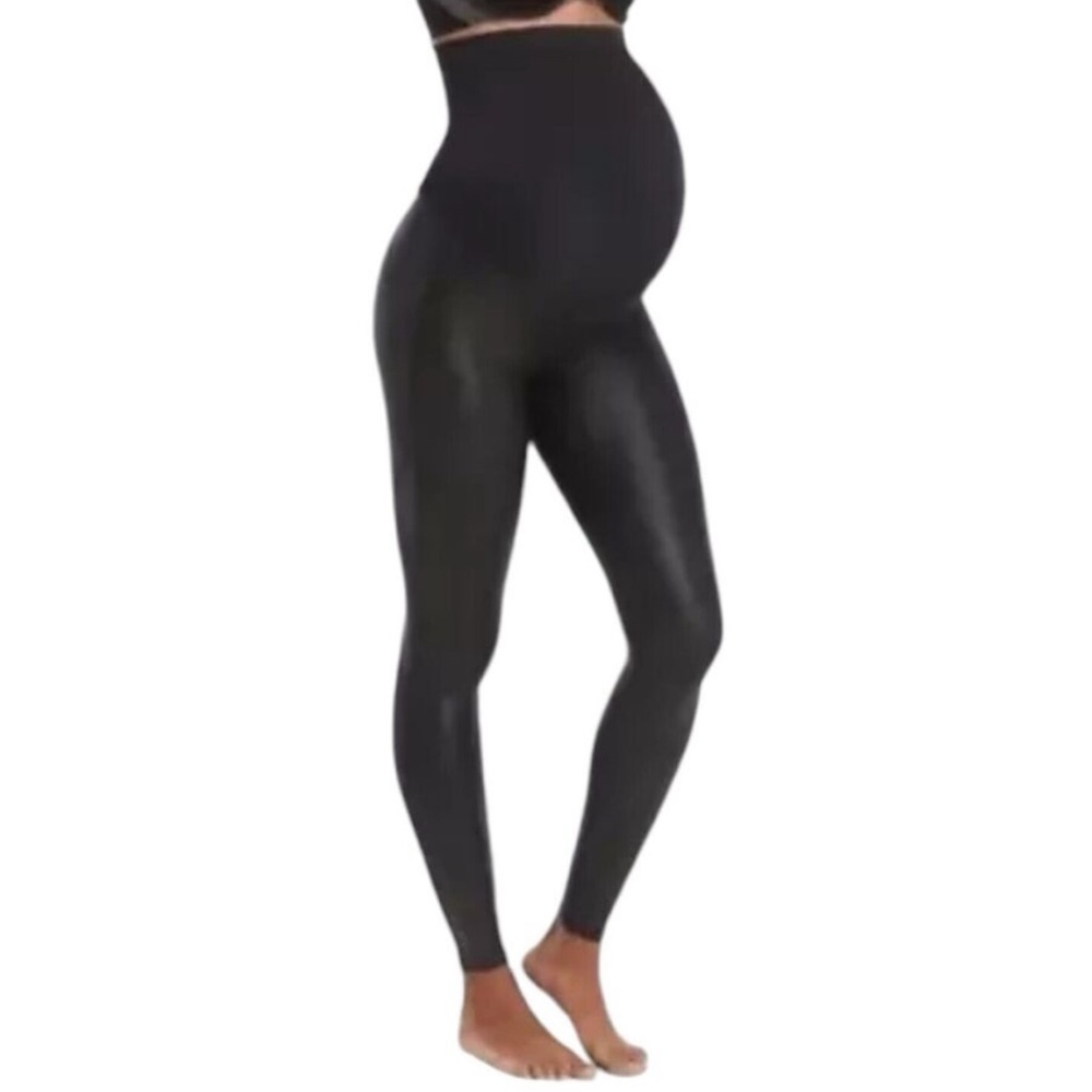 SPANX Mama Faux Leather Leggings Shiny Maternity NWT Women’s S